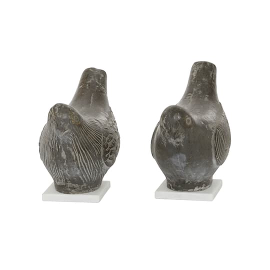 Set of 2 Ceramic Coastal Bird Sculpture, 16.75